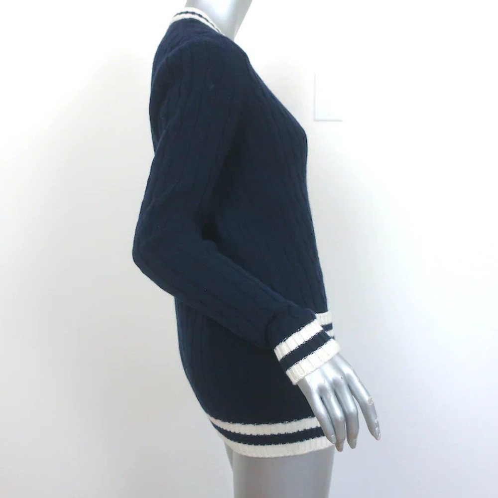 Saint Laurent Cashmere Cable Knit Cardigan Navy Size Small V-Neck Sweater - Picture 5 of 10